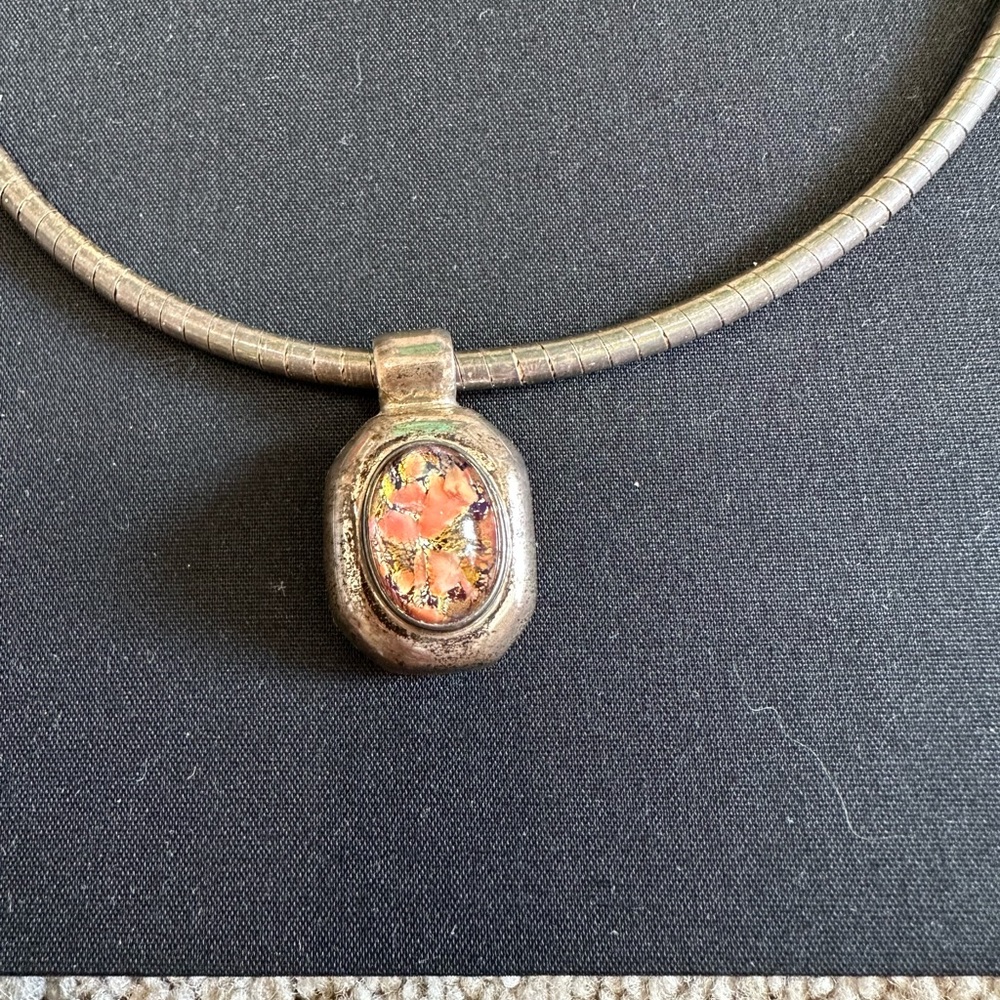 Solid Sterling Silver Necklace With Charm. - image 2